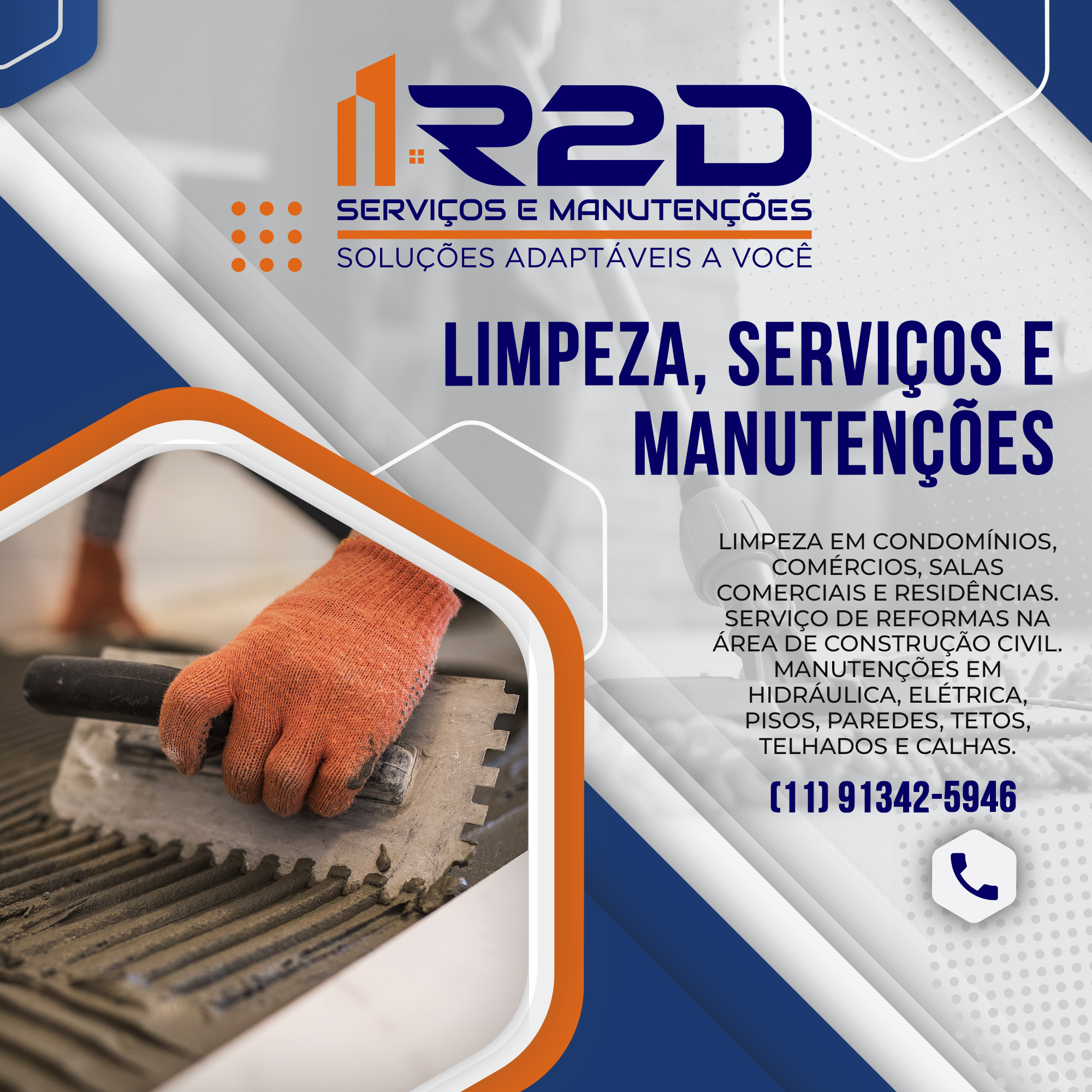 Criação de arte de post feed para empresa de prestação de serviços manutenção e limpeza em condomínios comércios e residências
