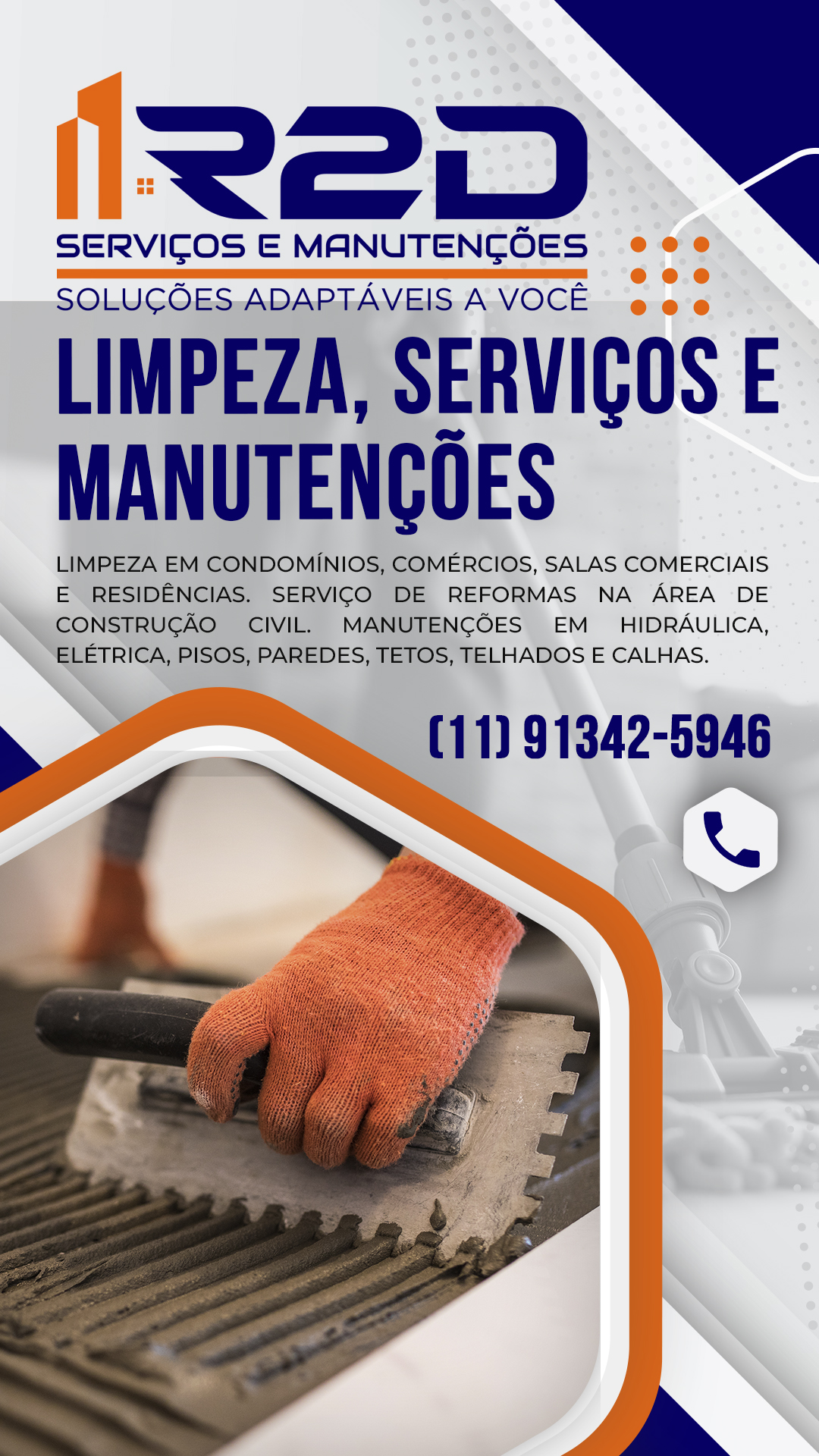 Criação de arte de stories para empresa de prestação de serviços manutenção e limpeza em condomínios comércios e residências