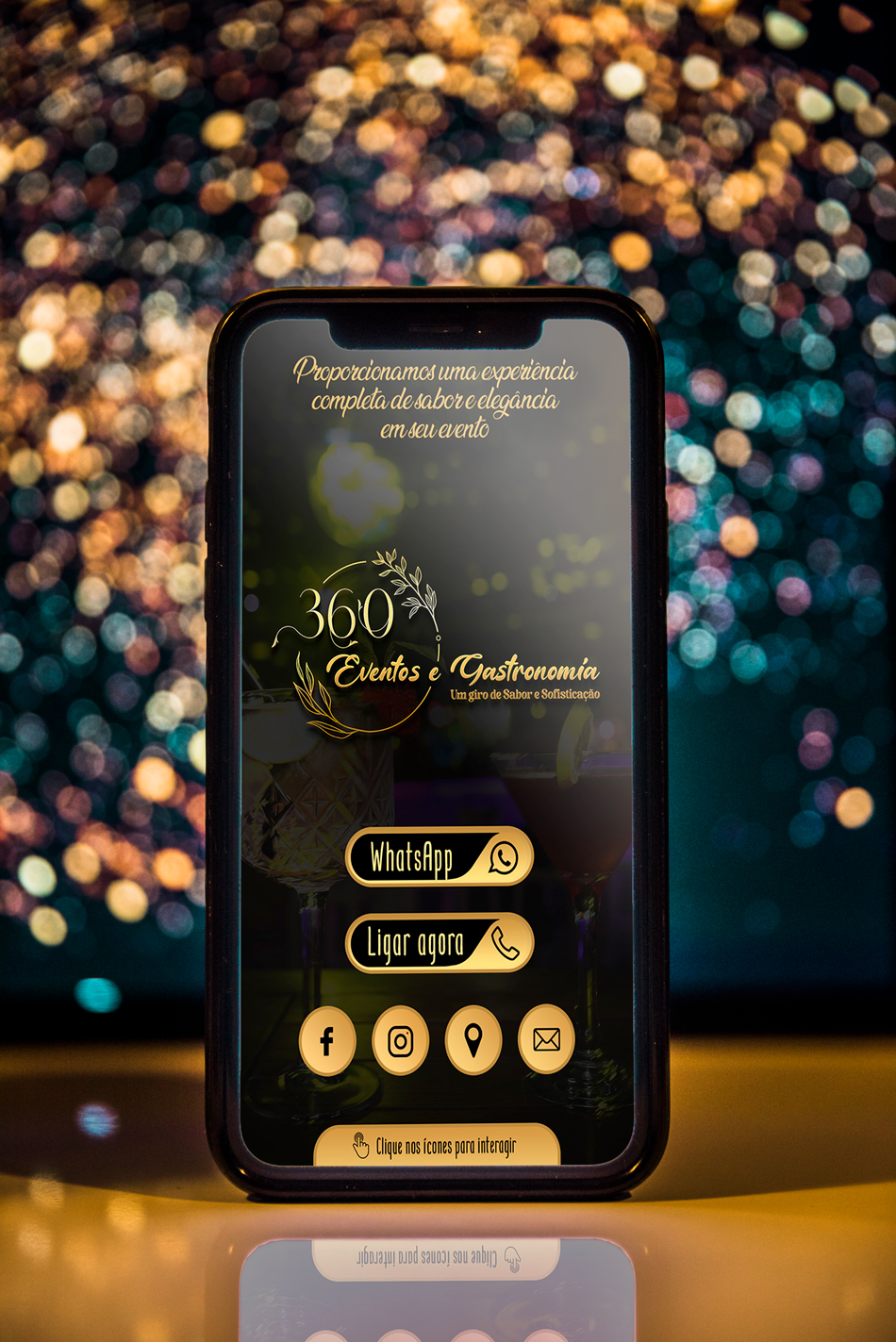 Criação de cartão digital para empresa de eventos e gastronomia